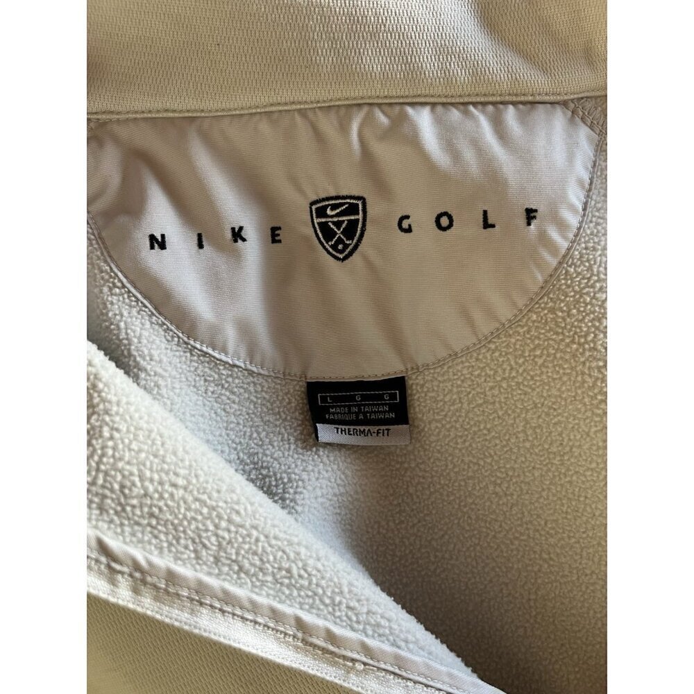 Vintage NIKE GOLF Y2K beige half-zip fleece-lined Michigan Wolverines pullover L - Picture 4 of 10